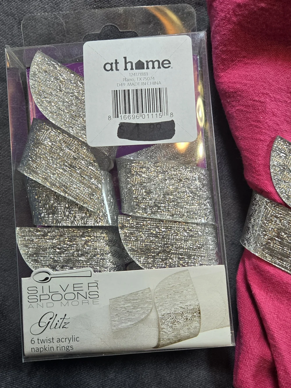 Silver Shiny And Textured Napkin Ring Set Of 24 New In Box